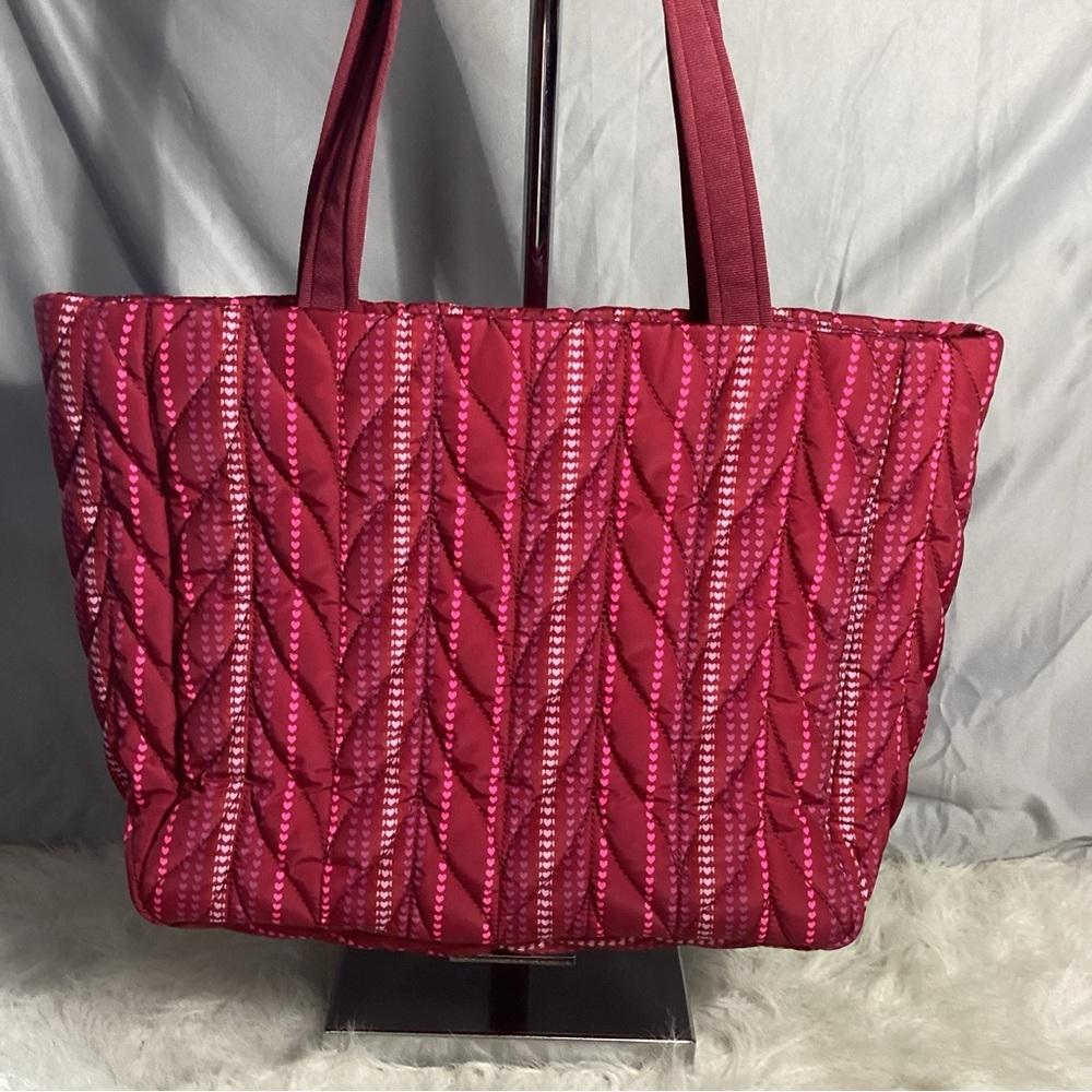Kate Spade Nylon Red Heart Striped Satchel Shoulder Bag EUC - Picture 7 of 14